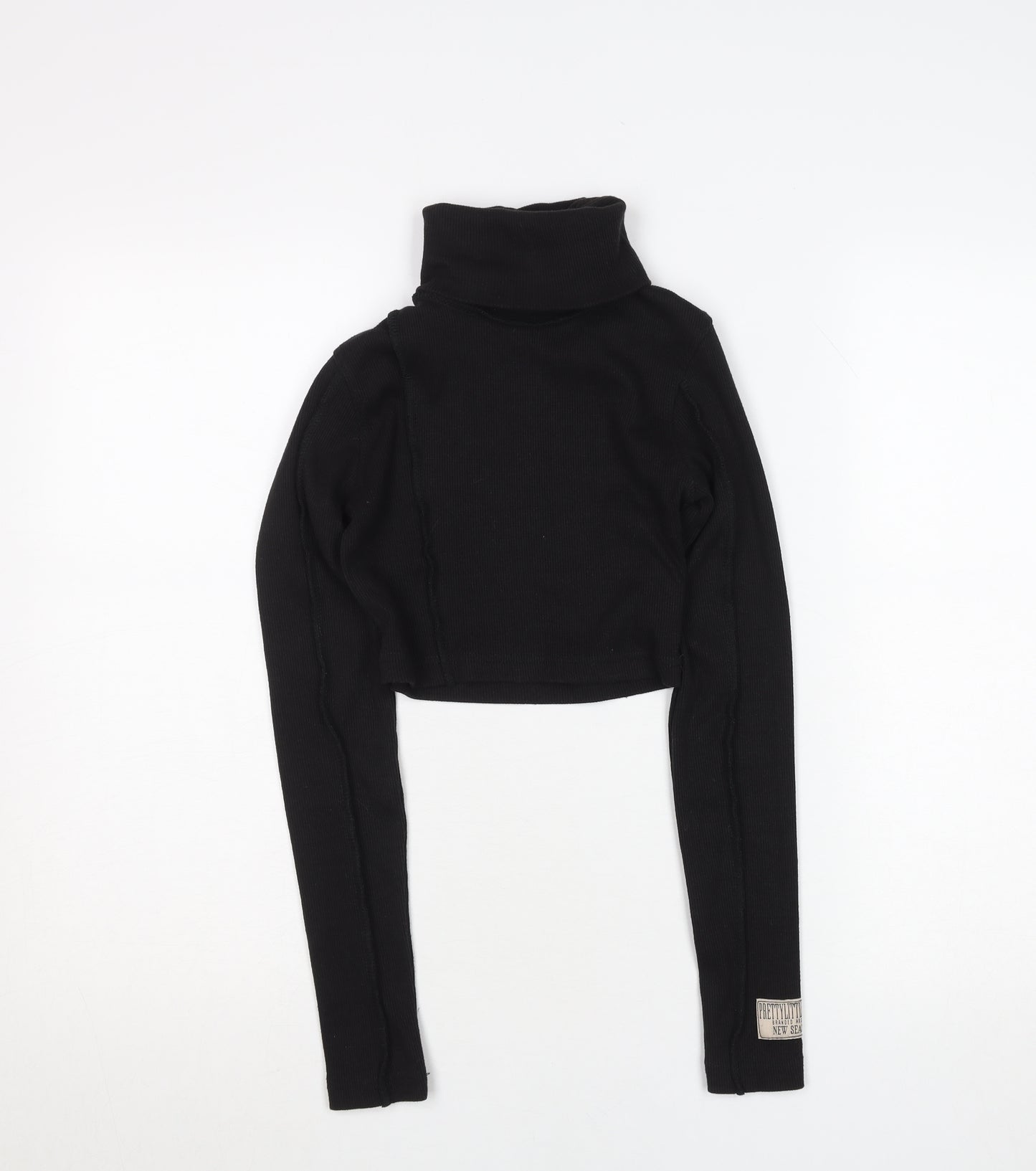 PrettyLittleThing Women's Black Roll Neck Long Sleeve Slim Fit Jumper Size 6