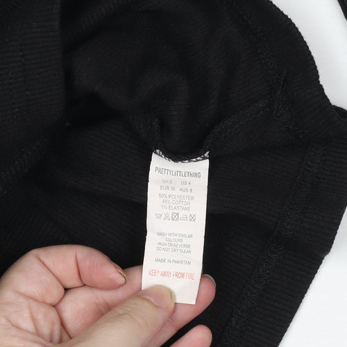 PrettyLittleThing Women's Black Roll Neck Long Sleeve Slim Fit Jumper Size 6