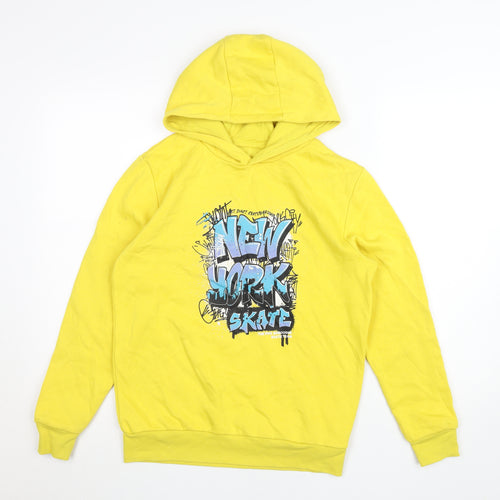 Dunnes Stores Boys Yellow Pullover Hoodie 10 Years Skate Graphic Fleece