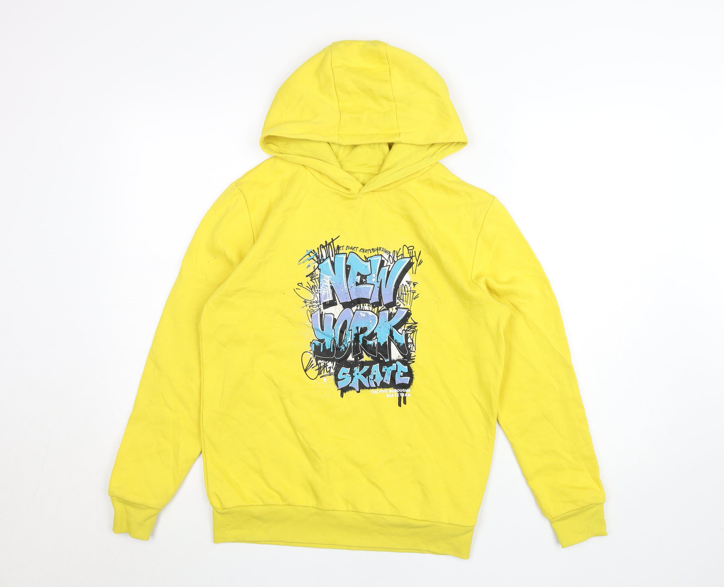 Dunnes Stores Boys Yellow Pullover Hoodie 10 Years Skate Graphic Fleece