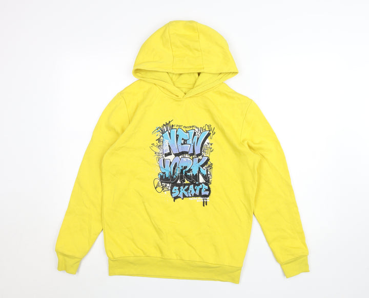 Dunnes Stores Boys Yellow Pullover Hoodie 10 Years Skate Graphic Fleece