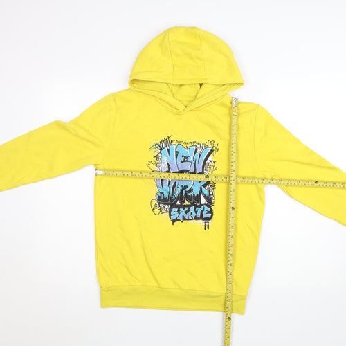 Dunnes Stores Boys Yellow Pullover Hoodie 10 Years Skate Graphic Fleece