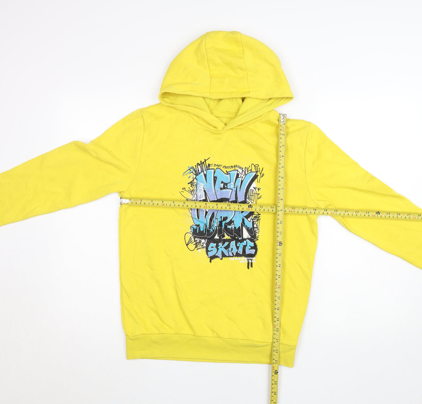Dunnes Stores Boys Yellow Pullover Hoodie 10 Years Skate Graphic Fleece