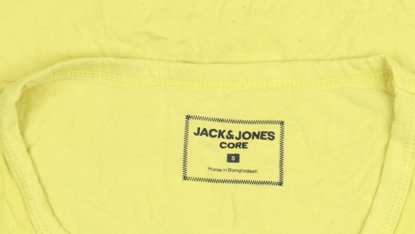 Jack & Jones Men's Yellow Graphic Tank Top Size S Cotton