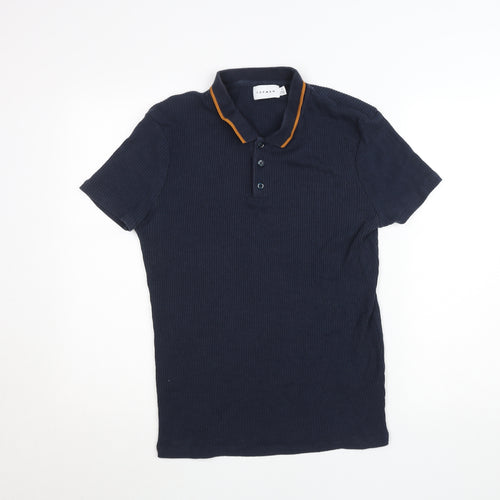 Topman Men's Blue Slim Fit Cotton Polo Shirt Size M