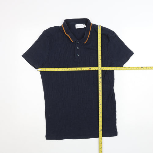 Topman Men's Blue Slim Fit Cotton Polo Shirt Size M