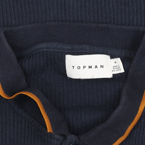 Topman Men's Blue Slim Fit Cotton Polo Shirt Size M