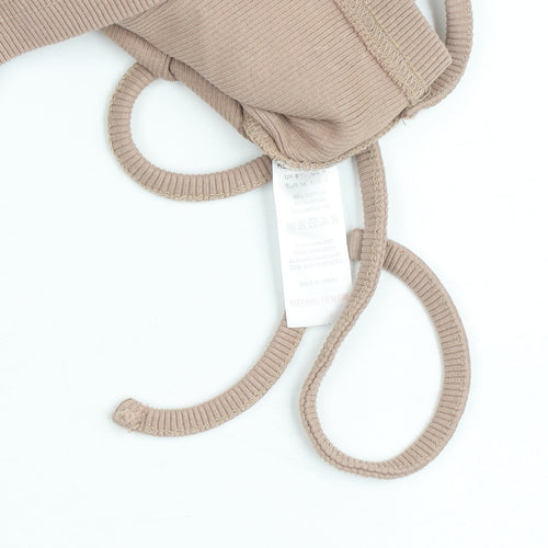 PrettyLittleThing Women’s Beige Ribbed Cropped Tank Top UK 8