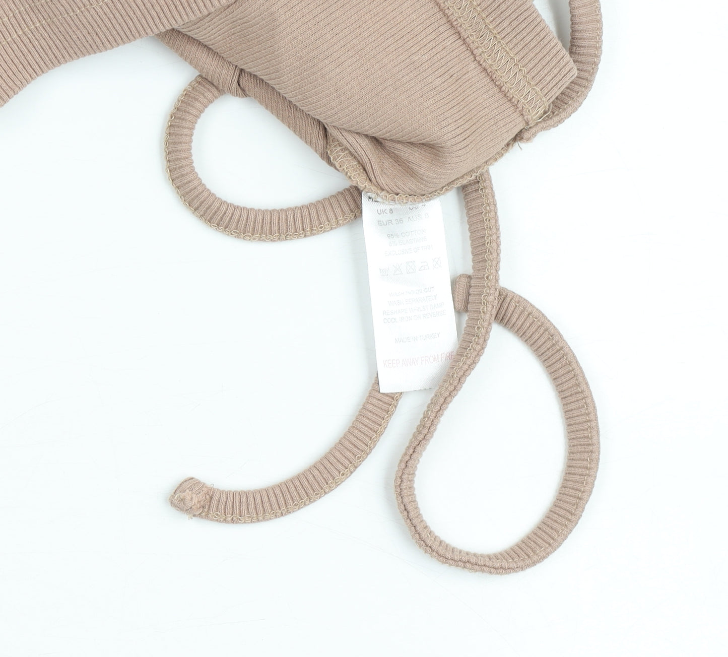 PrettyLittleThing Women’s Beige Ribbed Cropped Tank Top UK 8