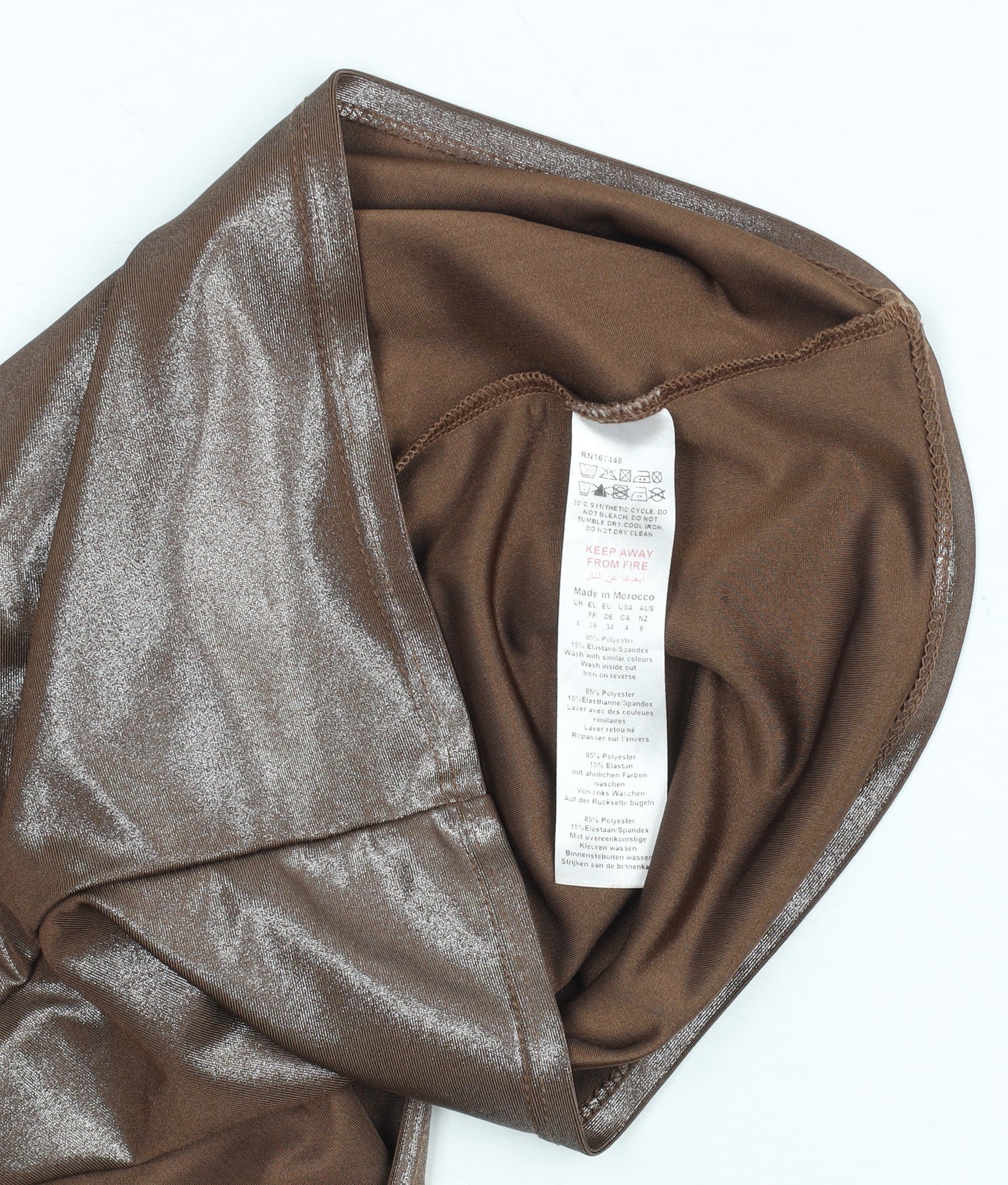 PrettyLittleThing Women’s Brown Metallic Slim Fit Sleeveless Camisole Top UK 8