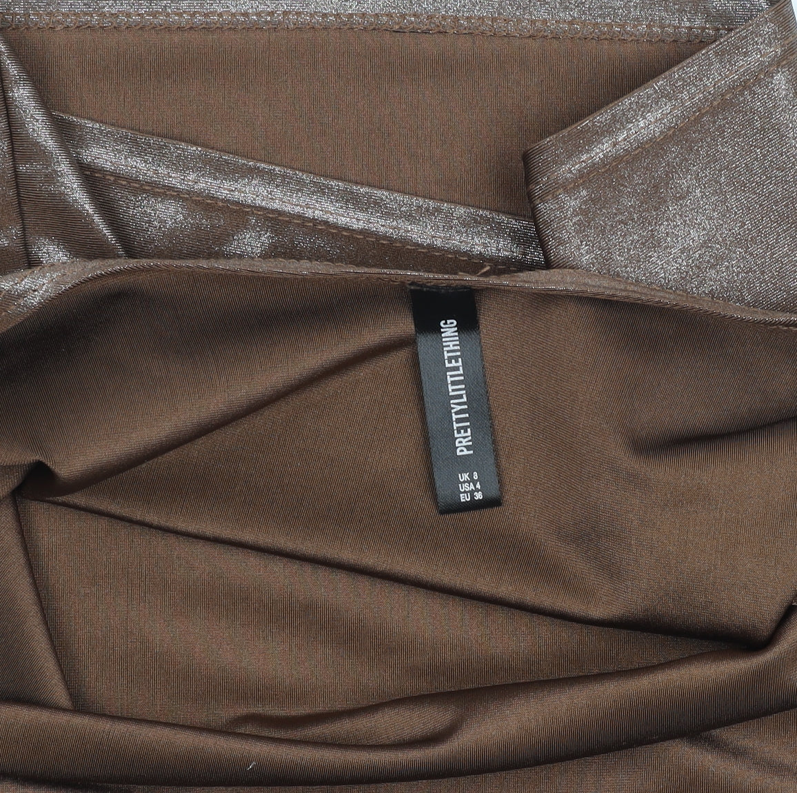 PrettyLittleThing Women’s Brown Metallic Slim Fit Sleeveless Camisole Top UK 8