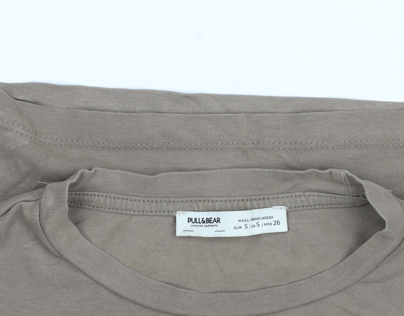 Pull & Bear Women's Brown Cropped Long Sleeve Cotton T-Shirt Size S