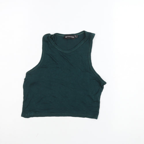 PrettyLittleThing Women's Green Cropped Tank Top Size S
