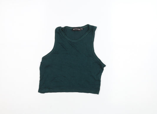 PrettyLittleThing Women's Green Cropped Tank Top Size S