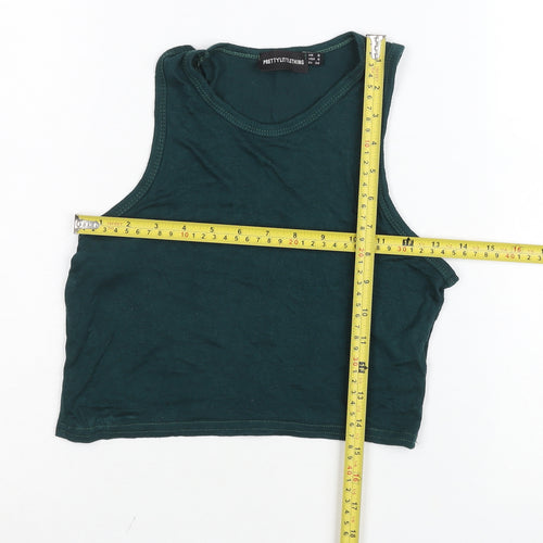 PrettyLittleThing Women's Green Cropped Tank Top Size S