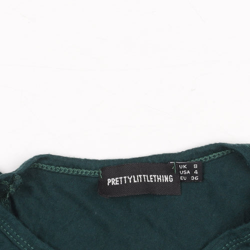 PrettyLittleThing Women's Green Cropped Tank Top Size S