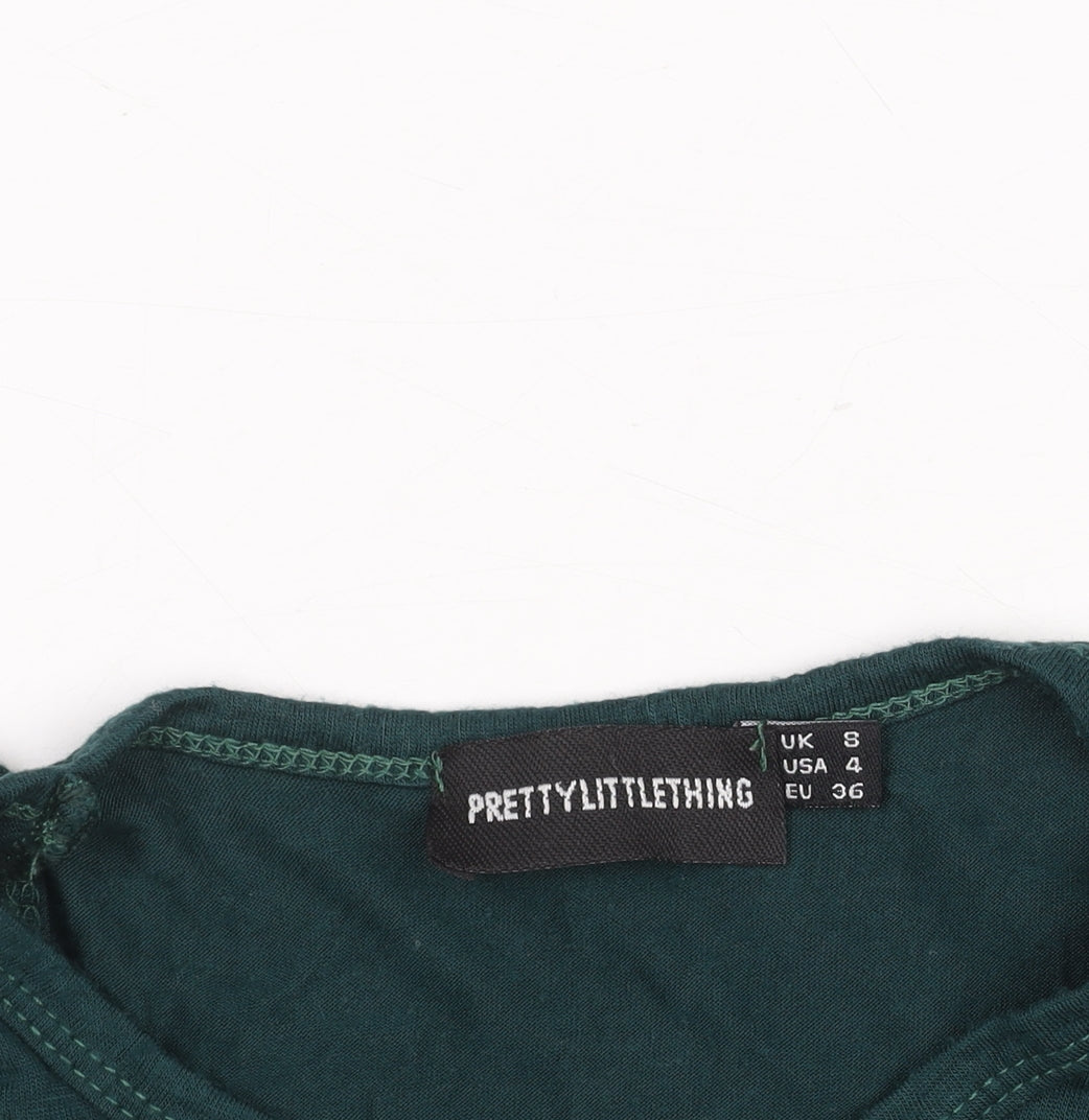 PrettyLittleThing Women's Green Cropped Tank Top Size S