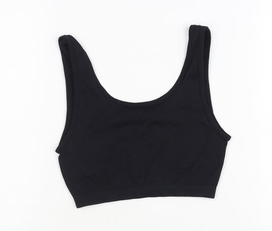 Pull&Bear Women Black XS-S Ribbed Cropped Tank Top