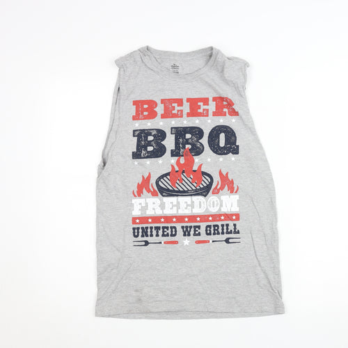 Celebrate! Men's Grey Sleeveless Patriotic BBQ T-Shirt Size S