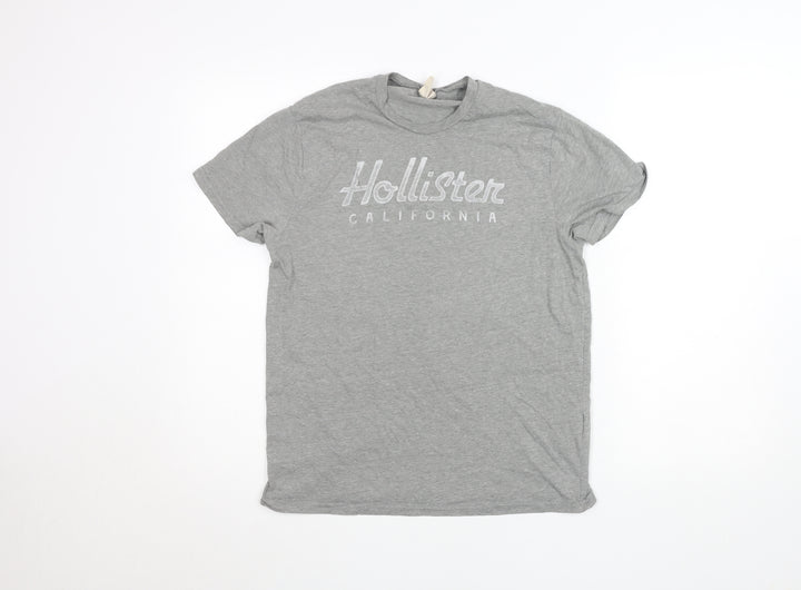 Hollister Men's Grey Logo Crew Neck Short Sleeve T-Shirt Size S