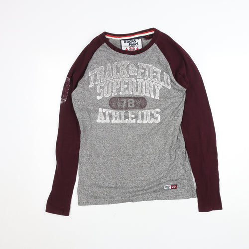 Superdry Men's Grey Track & Field Long Sleeve Slim Fit Top S