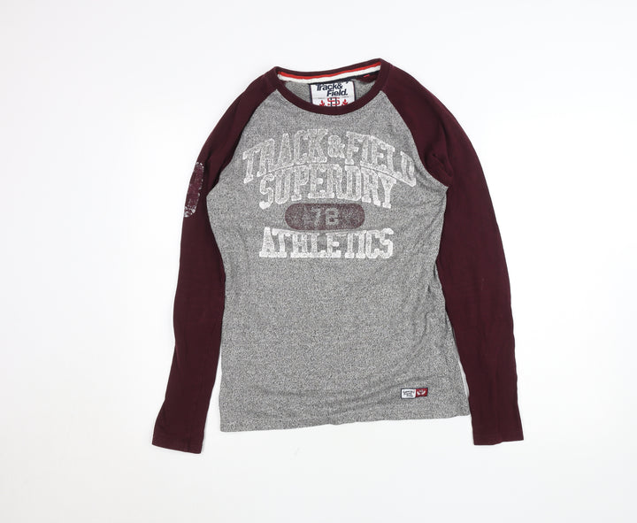 Superdry Men's Grey Track & Field Long Sleeve Slim Fit Top S