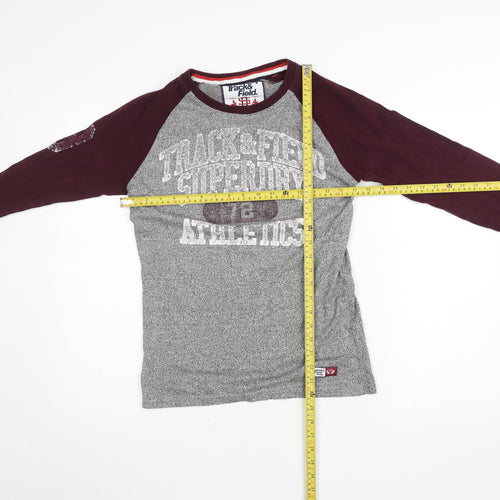 Superdry Men's Grey Track & Field Long Sleeve Slim Fit Top S