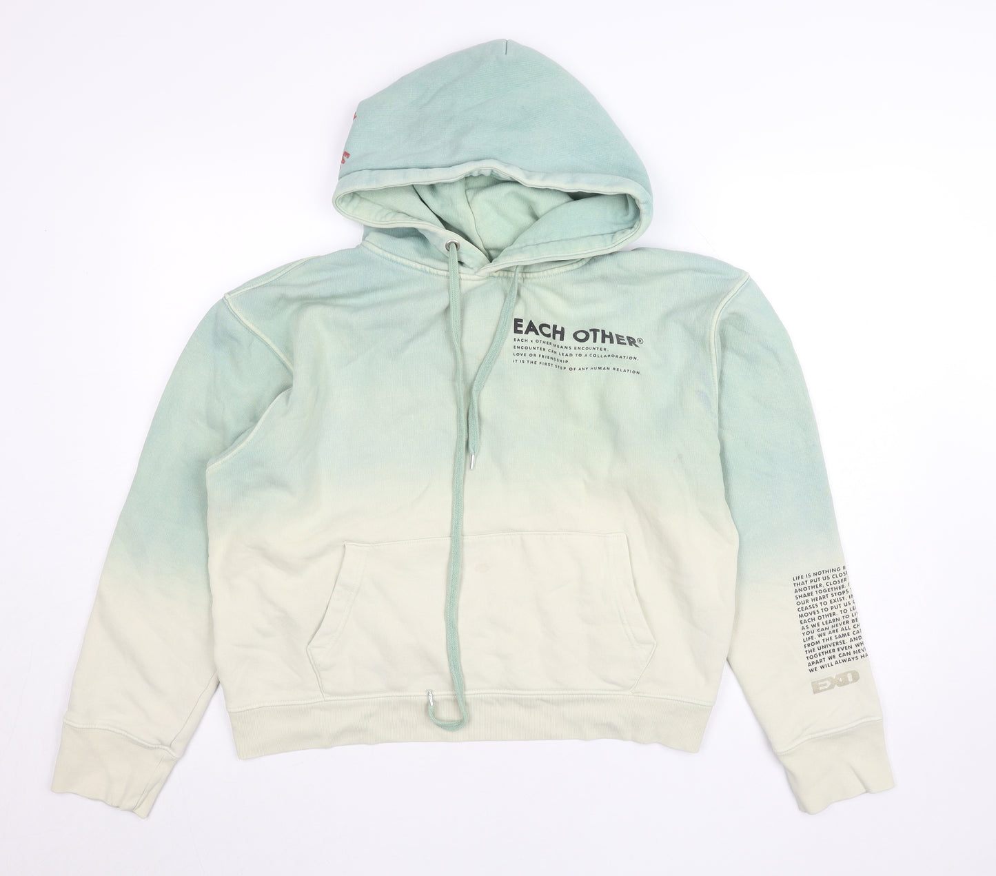 Each Other Women’s Blue Beige Ombre XL Pullover Hoodie Graphic Print