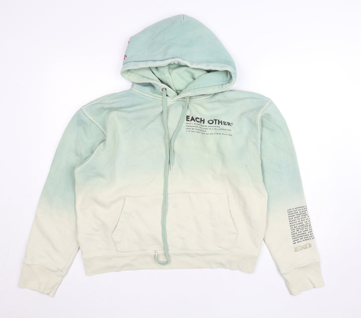 Each Other Women’s Blue Beige Ombre XL Pullover Hoodie Graphic Print