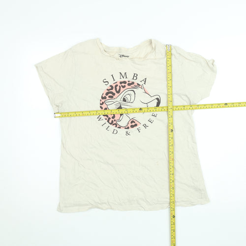 Disney Women’s Beige Simba Graphic T-Shirt Size L 14-16 Casual Cotton