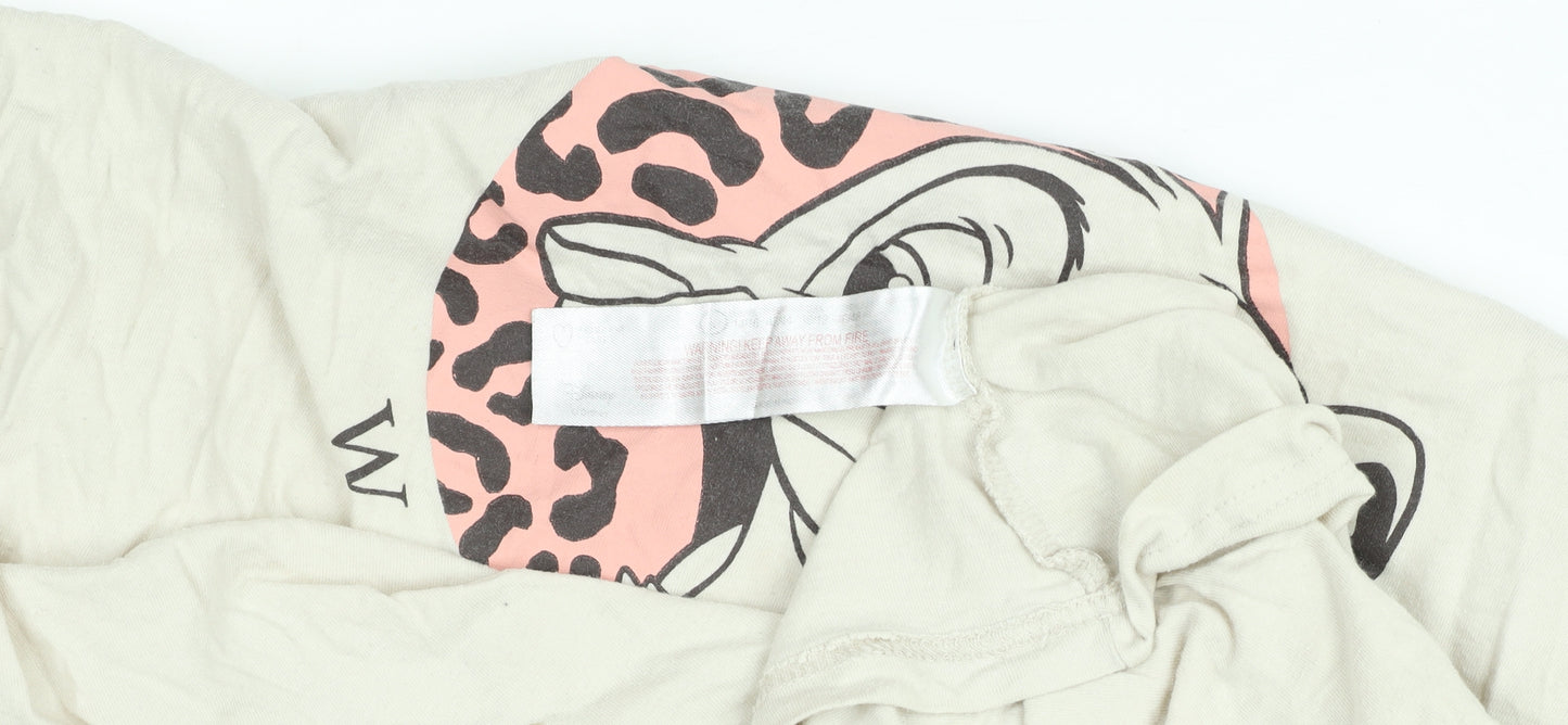 Disney Women’s Beige Simba Graphic T-Shirt Size L 14-16 Casual Cotton