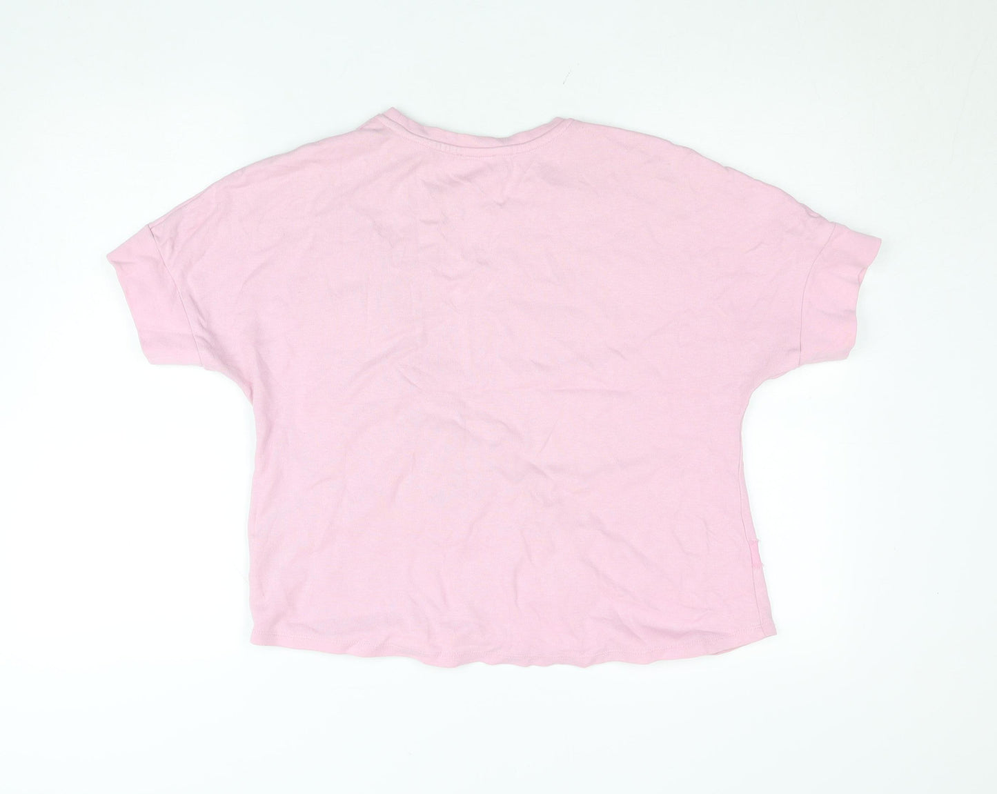 Savida Womens Light Pink Floral Ruffle Cotton T-Shirt M