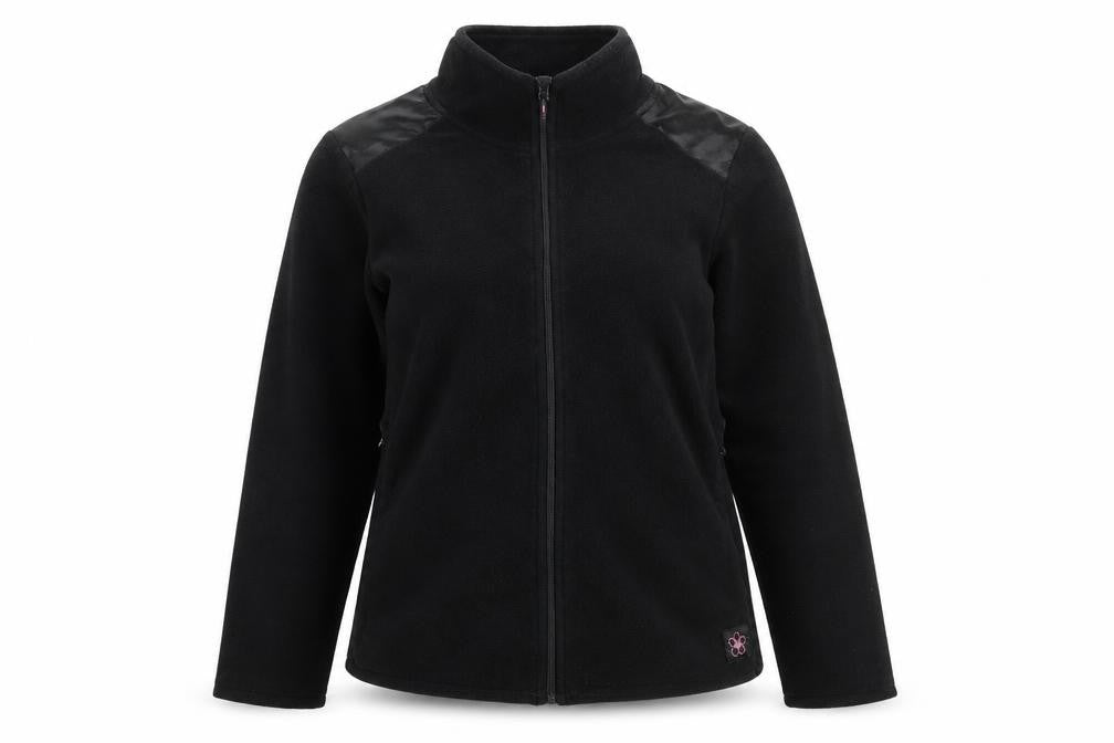 Front view of Manuka Women's Black Fleece Full Zip Jacket, size M