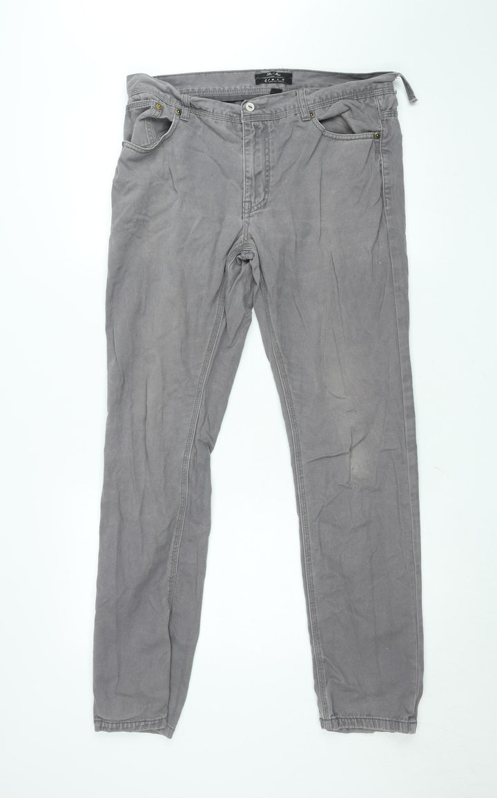 21MEN Slim Fit Grey Jeans Unisex Adults Size UK 34 Straight Denim