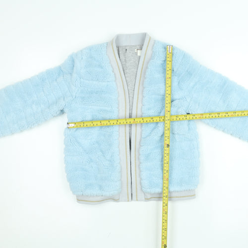 Monsoon Girls Blue Faux Fur Bomber Jacket 11-12 Years Lined Soft Winter Coat