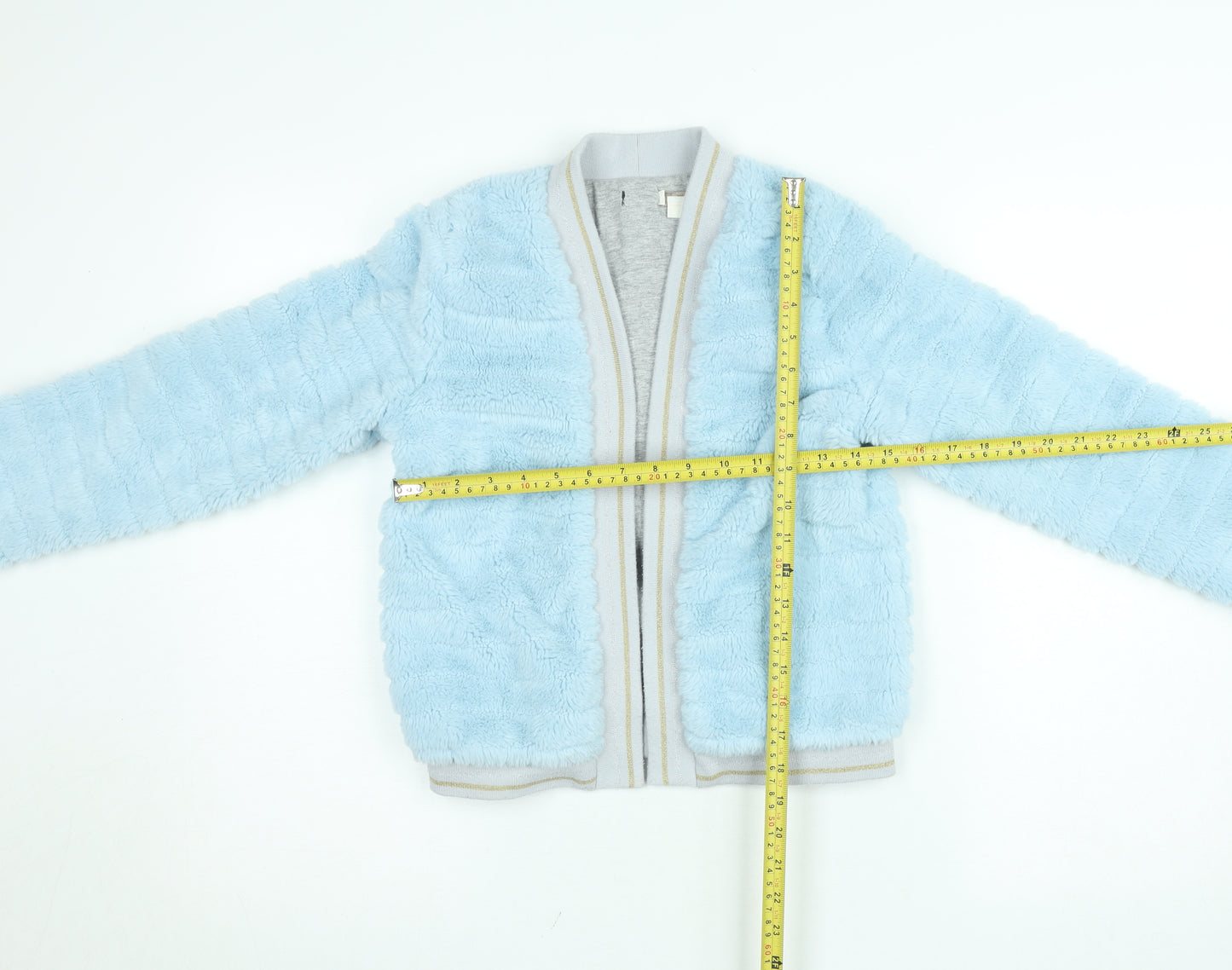 Monsoon Girls Blue Faux Fur Bomber Jacket 11-12 Years Lined Soft Winter Coat
