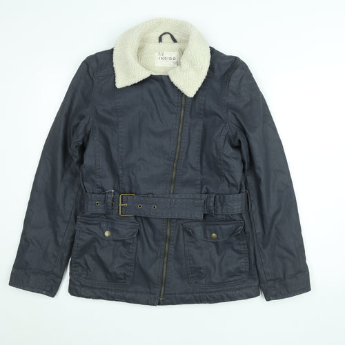 Marks and Spencer Women’s Grey Belted Faux Shearling Lined Biker Jacket UK 10