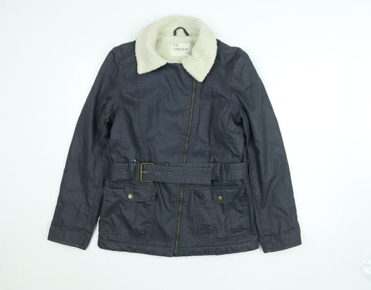 Marks and Spencer Women’s Grey Belted Faux Shearling Lined Biker Jacket UK 10