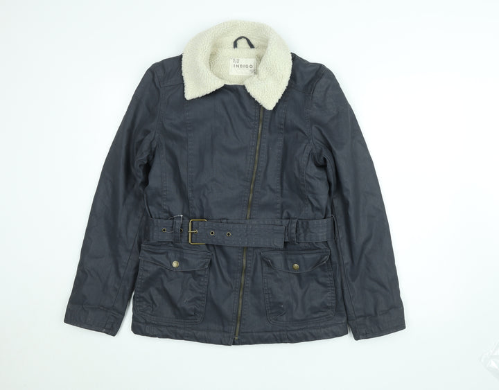 Marks and Spencer Women’s Grey Belted Faux Shearling Lined Biker Jacket UK 10