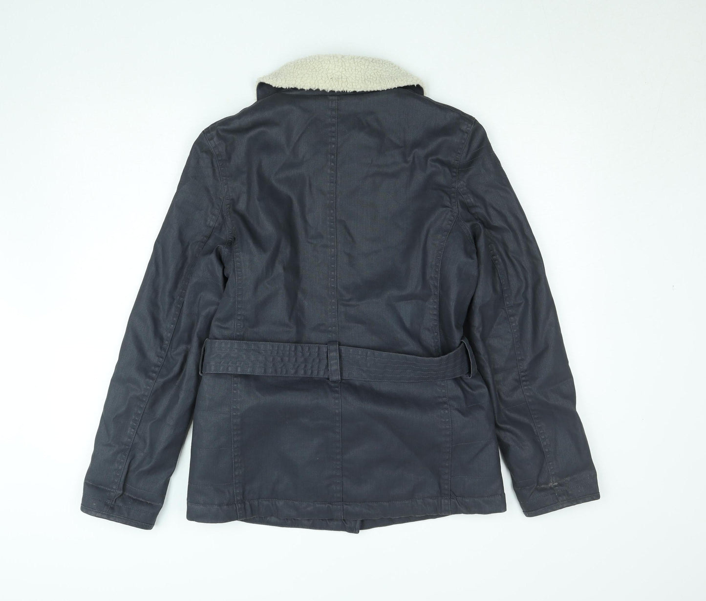 Marks and Spencer Women’s Grey Belted Faux Shearling Lined Biker Jacket UK 10