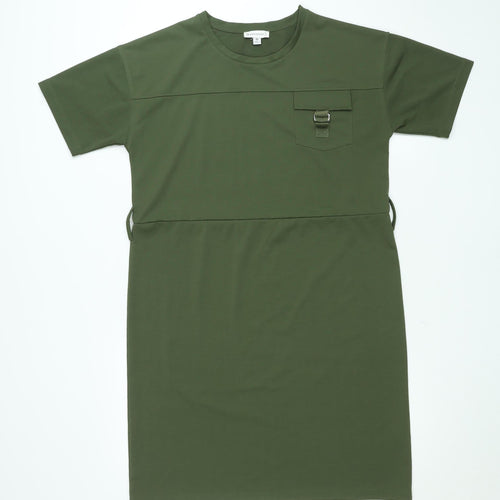 Warehouse Women’s Green Size 12 T-Shirt Belted Knee Length Dress