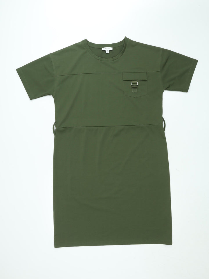 Warehouse Women’s Green Size 12 T-Shirt Belted Knee Length Dress