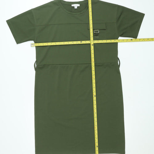 Warehouse Women’s Green Size 12 T-Shirt Belted Knee Length Dress