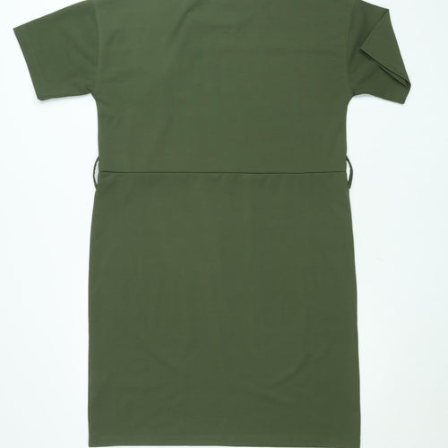 Warehouse Women’s Green Size 12 T-Shirt Belted Knee Length Dress