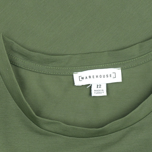 Warehouse Women’s Green Size 12 T-Shirt Belted Knee Length Dress