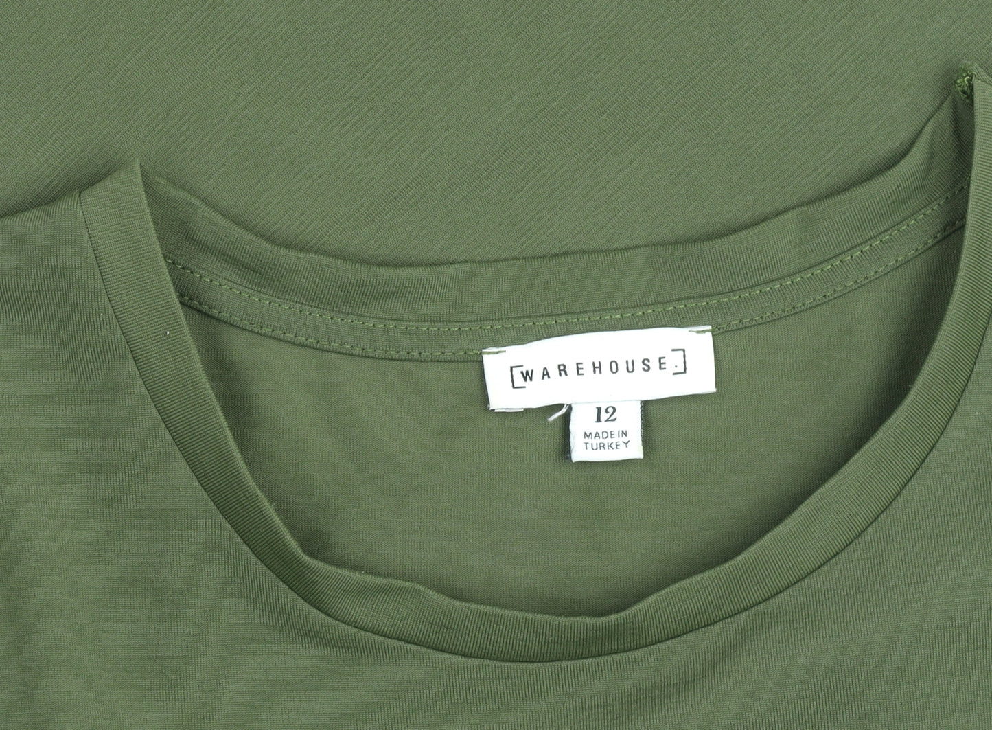 Warehouse Women’s Green Size 12 T-Shirt Belted Knee Length Dress
