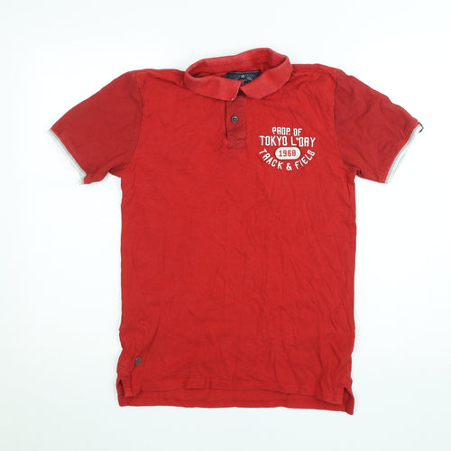 Tokyo Laundry Men's Red Short Sleeve Cotton Polo T-Shirt Size S