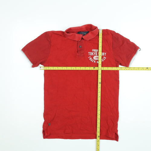 Tokyo Laundry Men's Red Short Sleeve Cotton Polo T-Shirt Size S