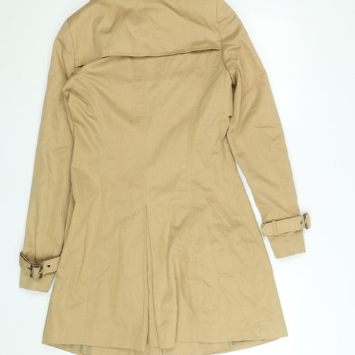 ASOS Women Beige Long Trench Coat Size 4 Belted Cotton Blend