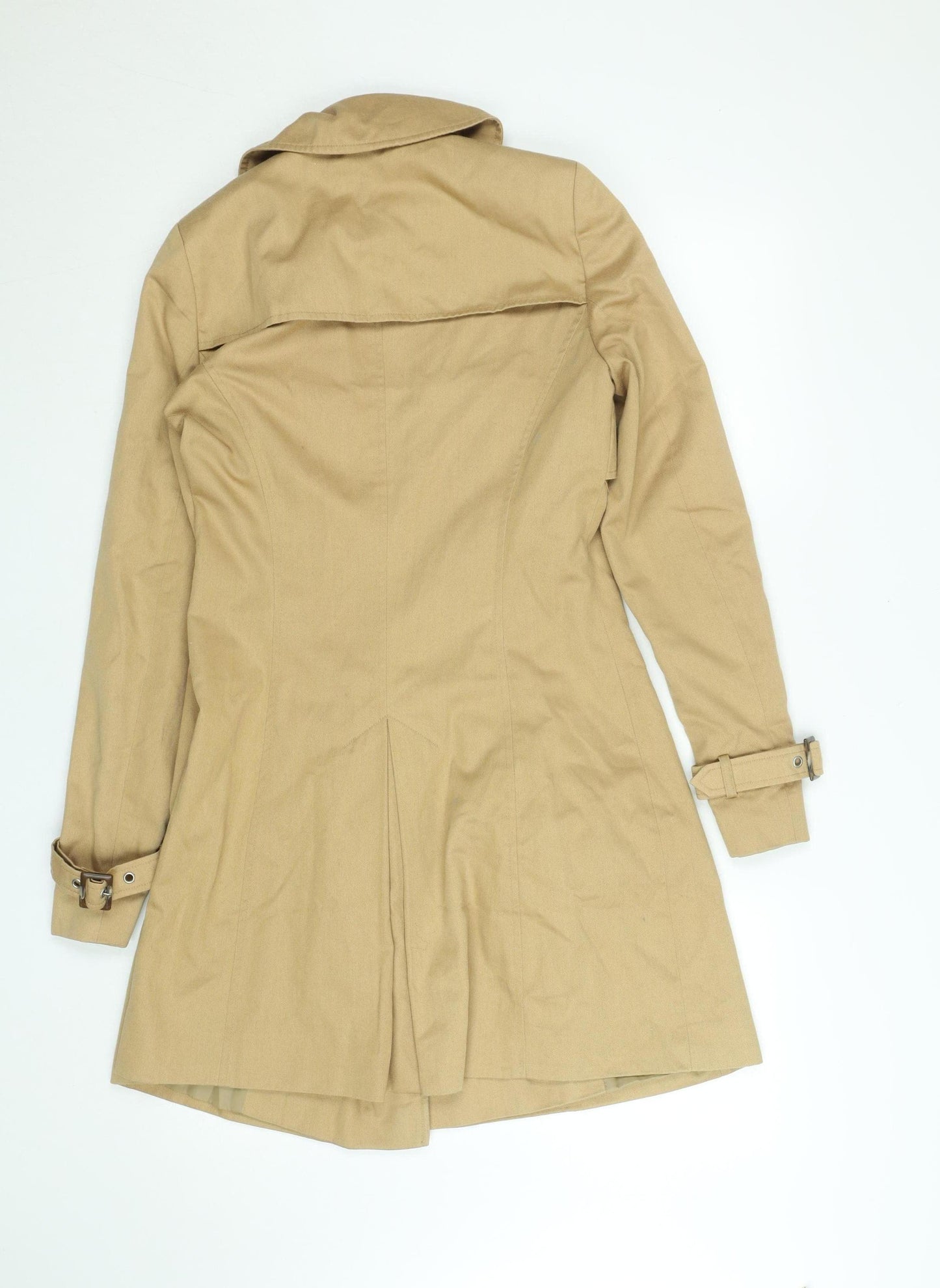 ASOS Women Beige Long Trench Coat Size 4 Belted Cotton Blend